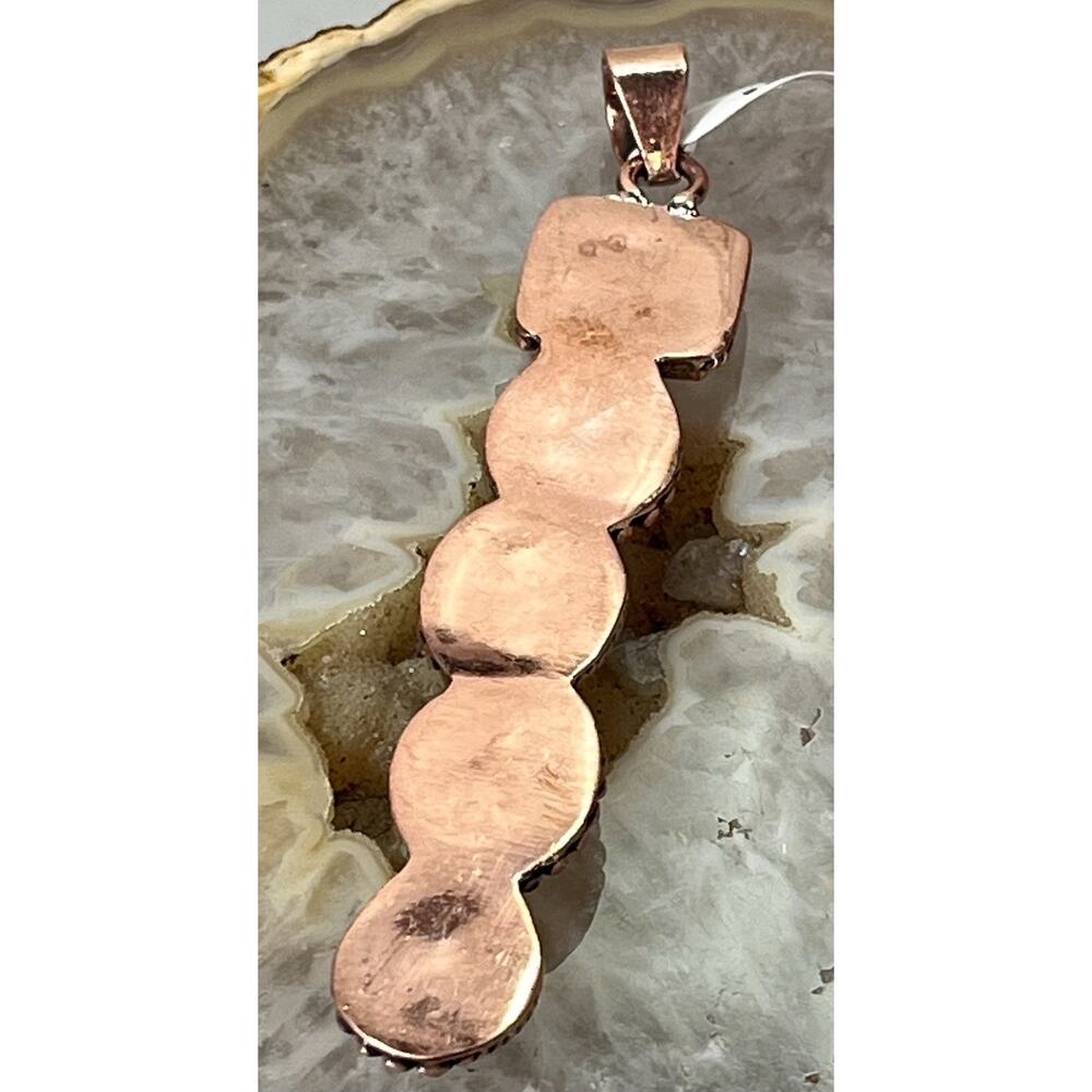 Southwestern No. 8 Mine Turquoise Five Stone Copper Statement Pendant 3.5” - Picture 6 of 16